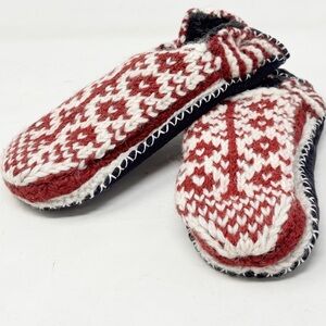 TIBETAN SOCKS Women’s Hand Knit Wool Fleece Lined Slipper Socks Tibet Made Sz S